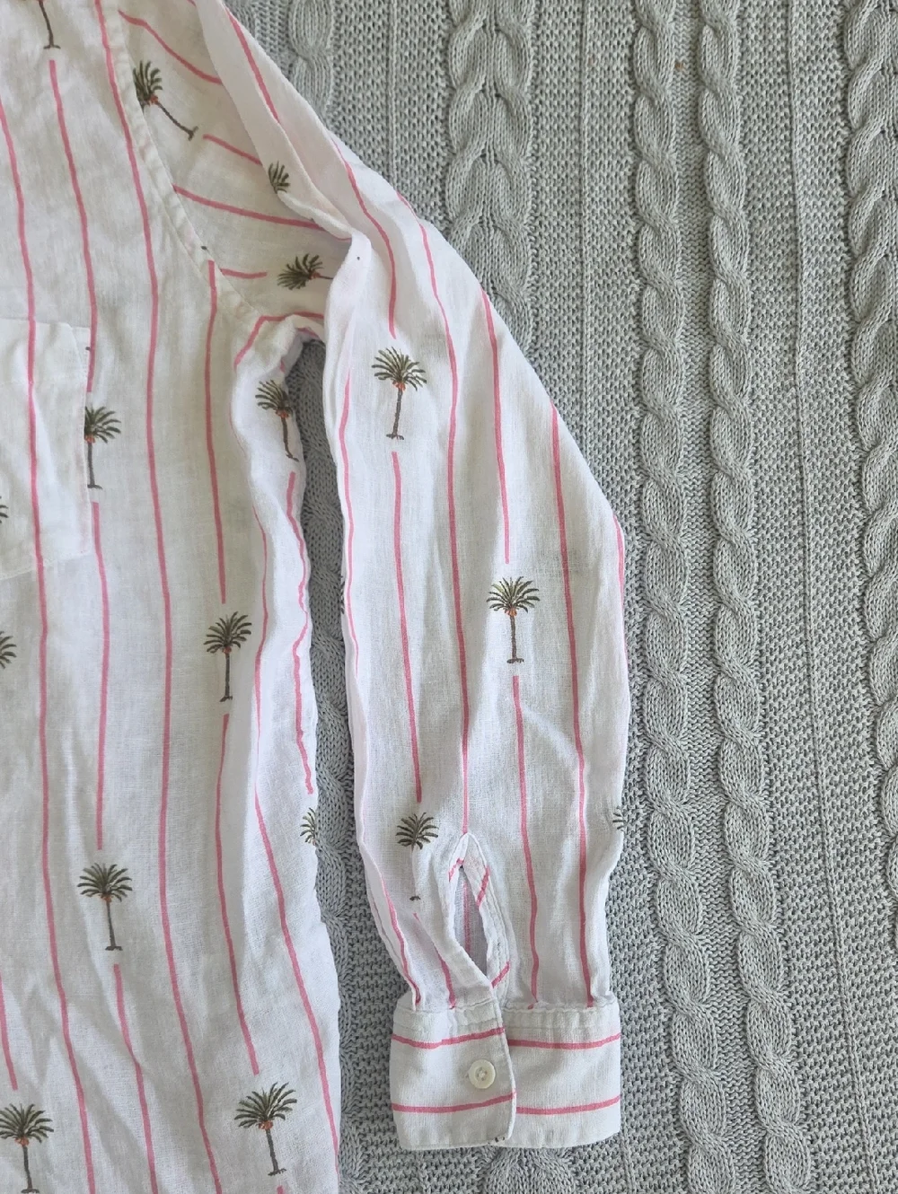 Rails Charli Stripe Palm Tree Print Linen Blend Shirt Women's Large - Picture 4 of 8